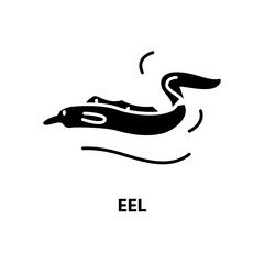 eel icon, black vector sign with editable strokes, concept illustration