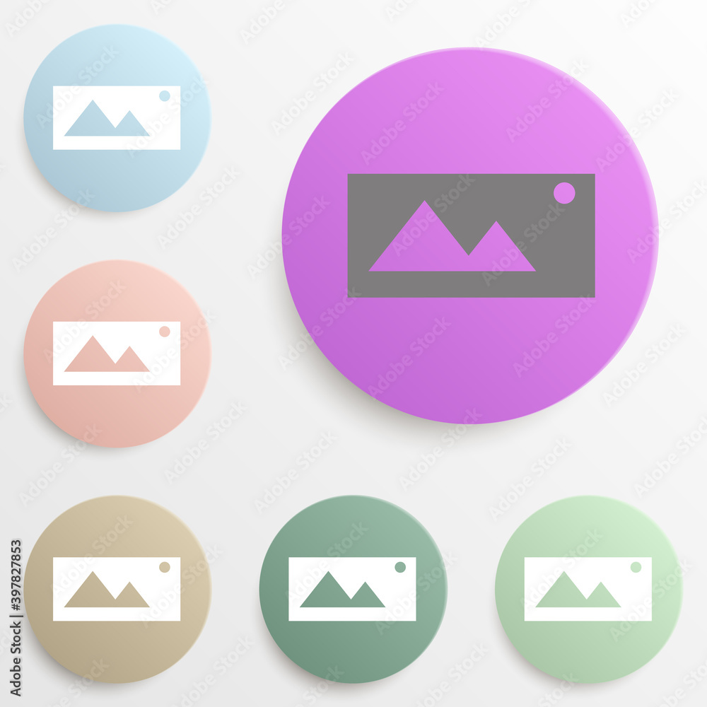 Poster wall painting linear badge color set. simple glyph, flat vector of web icons for ui and ux, website 