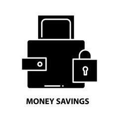 money savings sign icon, black vector sign with editable strokes, concept illustration