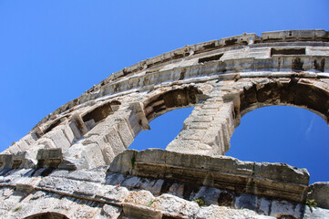 wideangle shot of coliseum in pula