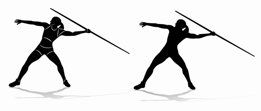 silhouette of woman javelin thrower , vector drawing