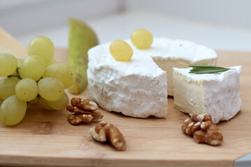 camembert cheese and grapes