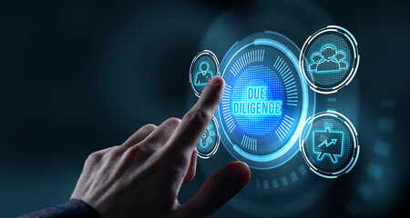 Internet, business, Technology and network concept.virtual screen of the future and sees the inscription: Due diligence