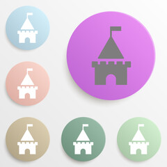 Flag castle badge color set. Simple glyph, flat vector of web icons for ui and ux, website or mobile application