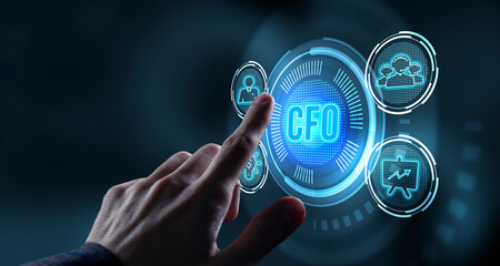 Internet, business, Technology and network concept.virtual screen of the future and sees the inscription: CFO