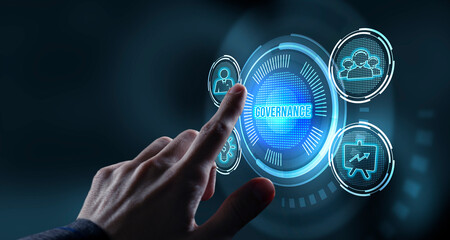 Internet, business, Technology and network concept.virtual screen of the future and sees the inscription: Governance