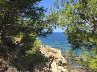 beautiful view of the turquoise sea from a rocky coast