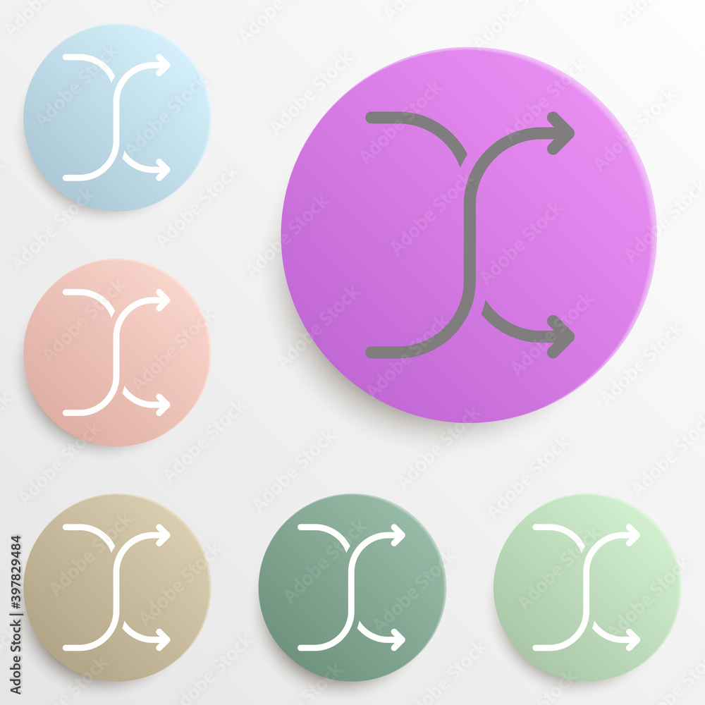 Poster shuffle sign badge color set. simple glyph, flat vector of web icons for ui and ux, website or mobil