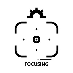focusing icon, black vector sign with editable strokes, concept illustration