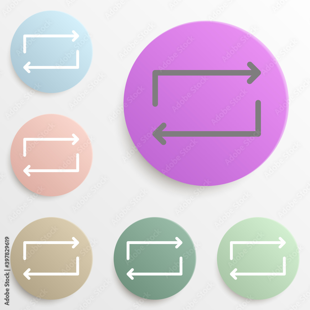 Poster replay sign badge color set. simple glyph, flat vector of web icons for ui and ux, website or mobile