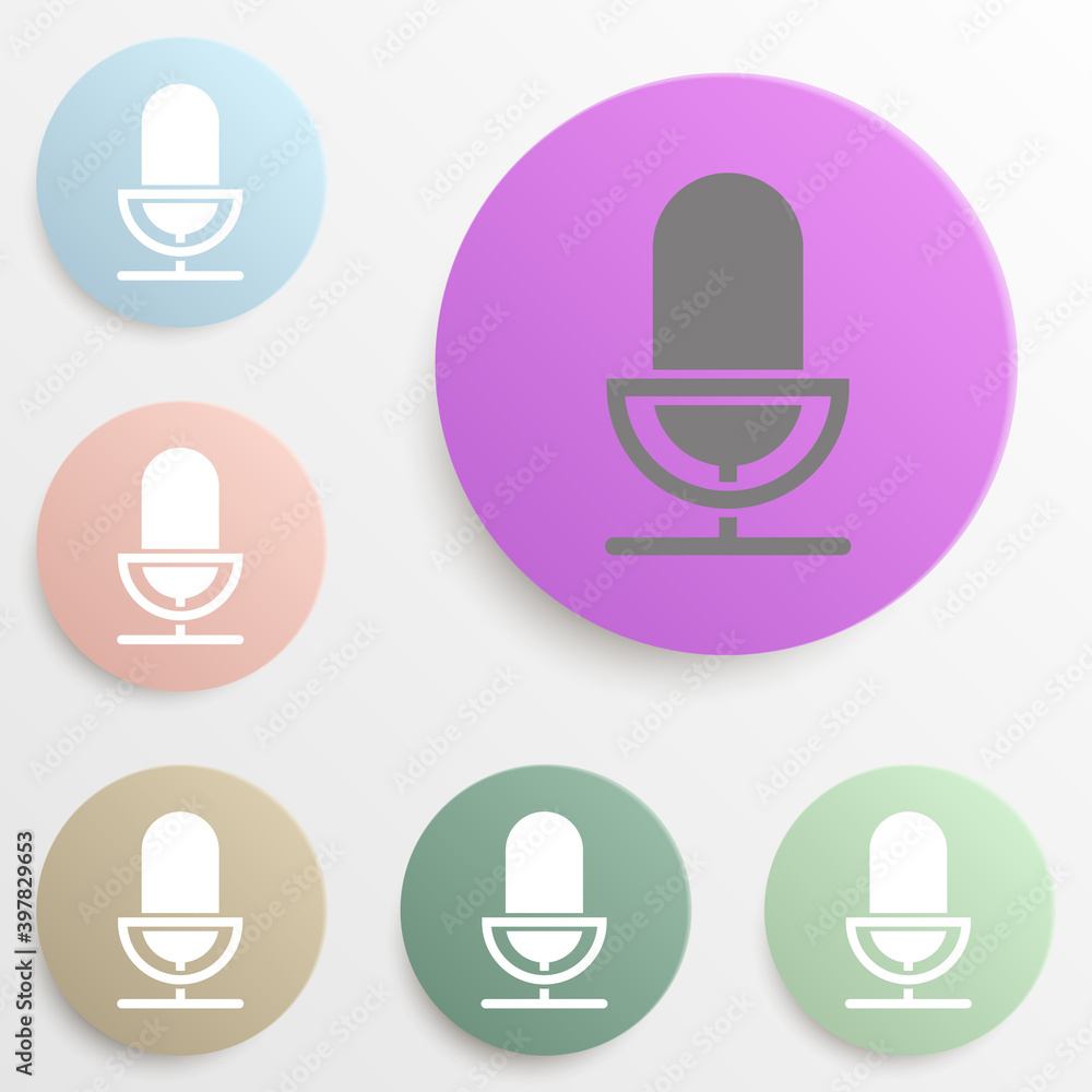 Poster microphone badge color set. simple glyph, flat vector of web icons for ui and ux, website or mobile 