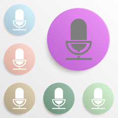 Microphone badge color set. Simple glyph, flat vector of web icons for ui and ux, website or mobile application