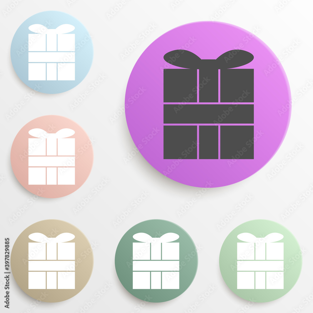 Poster gift box badge color set. simple glyph, flat vector of web icons for ui and ux, website or mobile ap