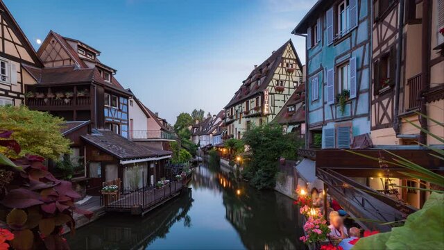 Day to night Time-lapse of Historic town of Colmar, France