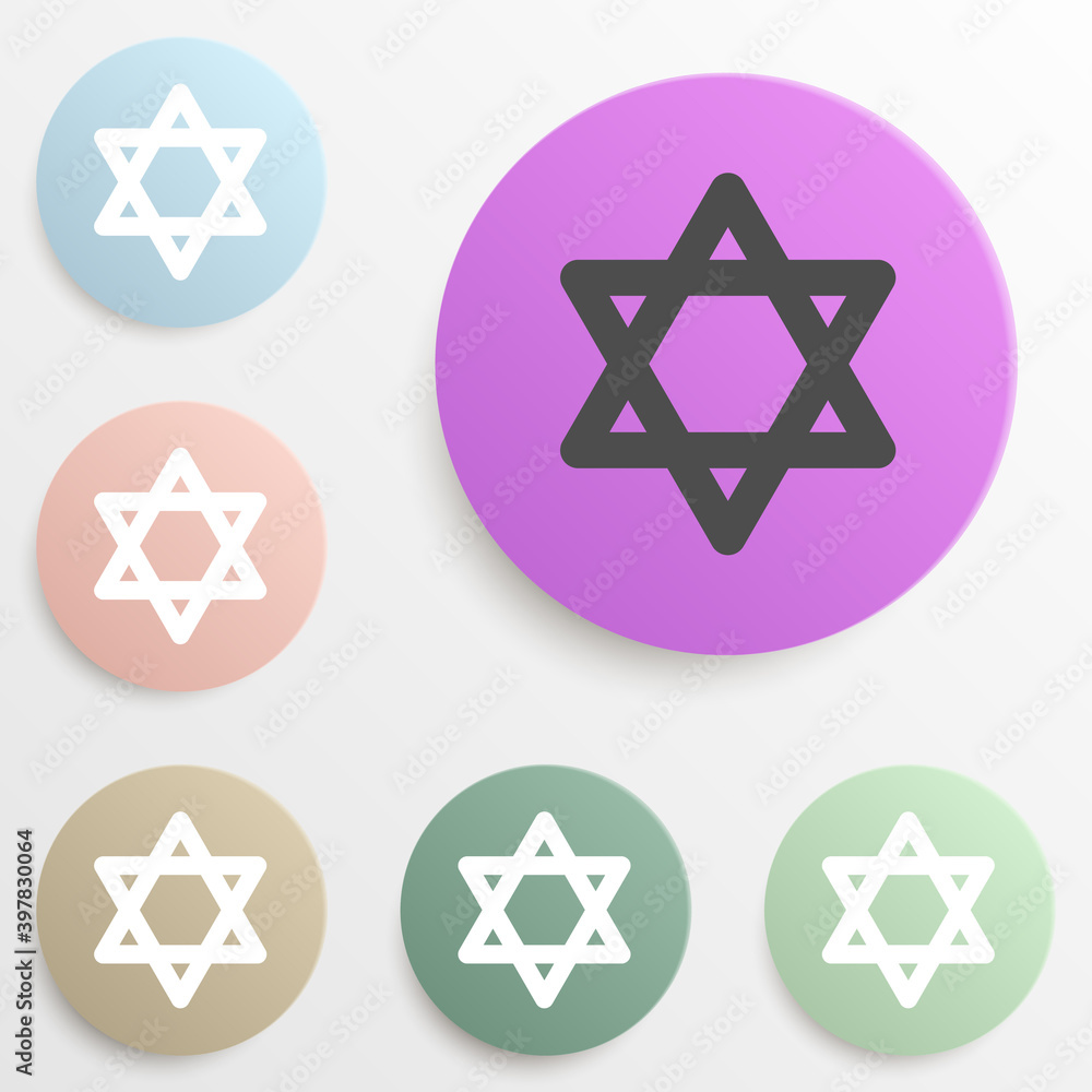 Poster star of david badge color set. simple glyph, flat vector of web icons for ui and ux, website or mobi