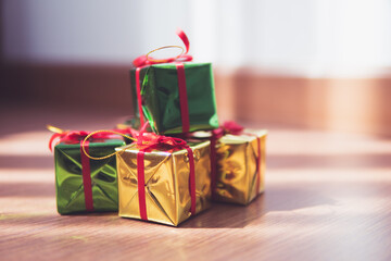 Concept of happy new year, Gift box close up