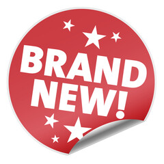 red round BRAND NEW sticker curled up on one side vector illustration
