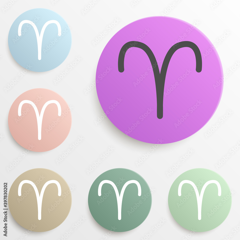 Poster zodiac aries mars badge color set. simple glyph, flat vector of web icons for ui and ux, website or 