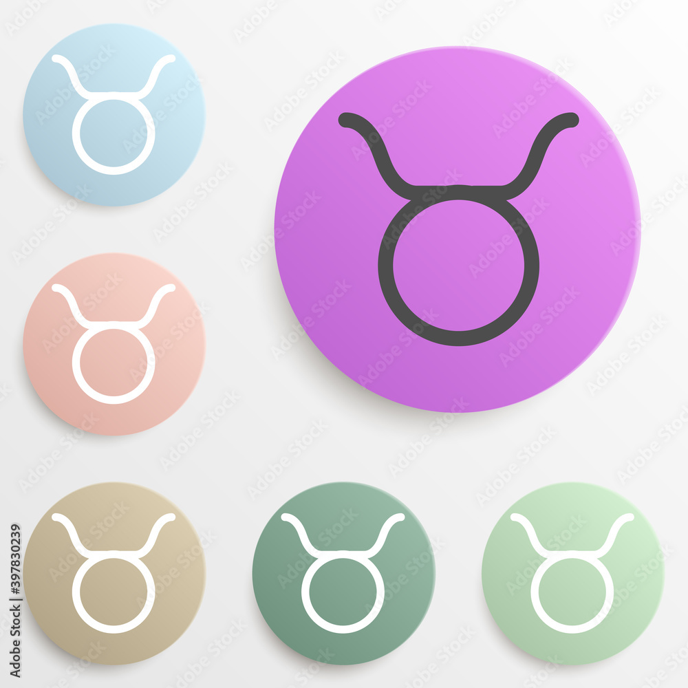 Poster zodiacus of the calf of venus badge color set. simple glyph, flat vector of web icons for ui and ux,