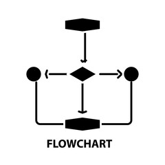 flowchart icon, black vector sign with editable strokes, concept illustration