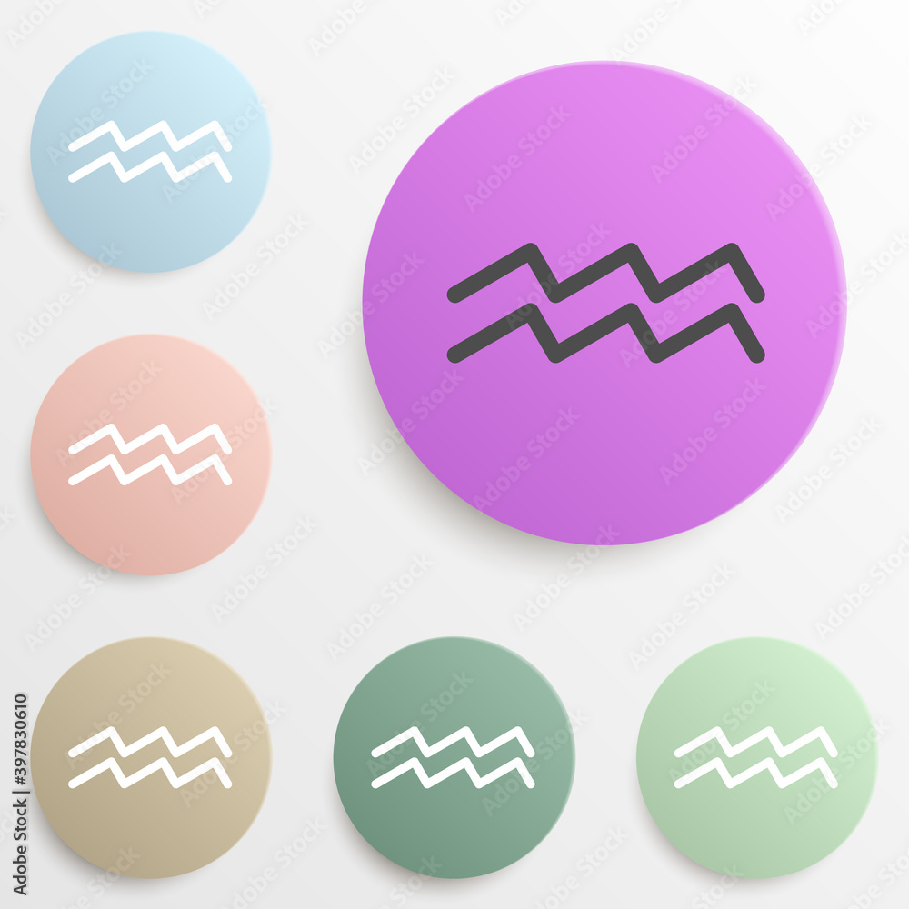 Aufkleber zodiac aquarius saturn badge color set. simple glyph, flat vector of web icons for ui and ux, websit