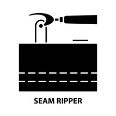 seam ripper icon, black vector sign with editable strokes, concept illustration