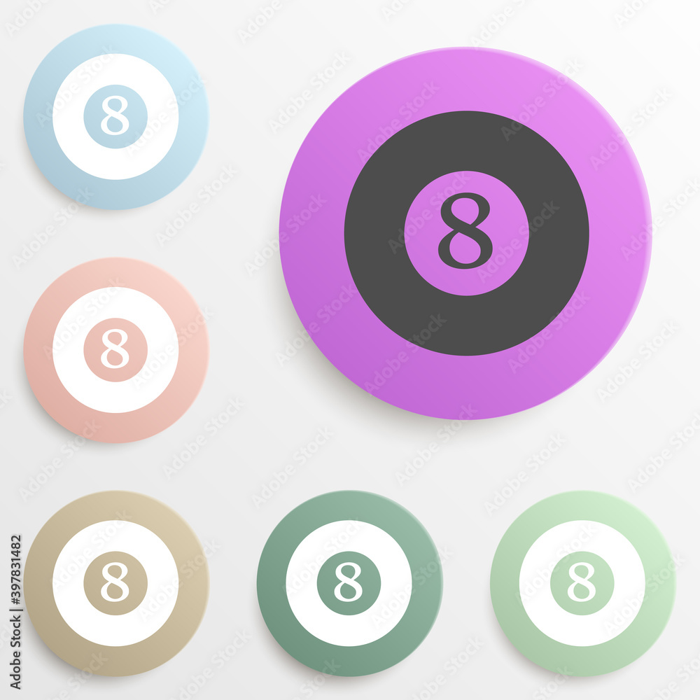 Poster billiard ball badge color set. simple glyph, flat vector of web icons for ui and ux, website or mobi