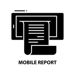 mobile report icon, black vector sign with editable strokes, concept illustration