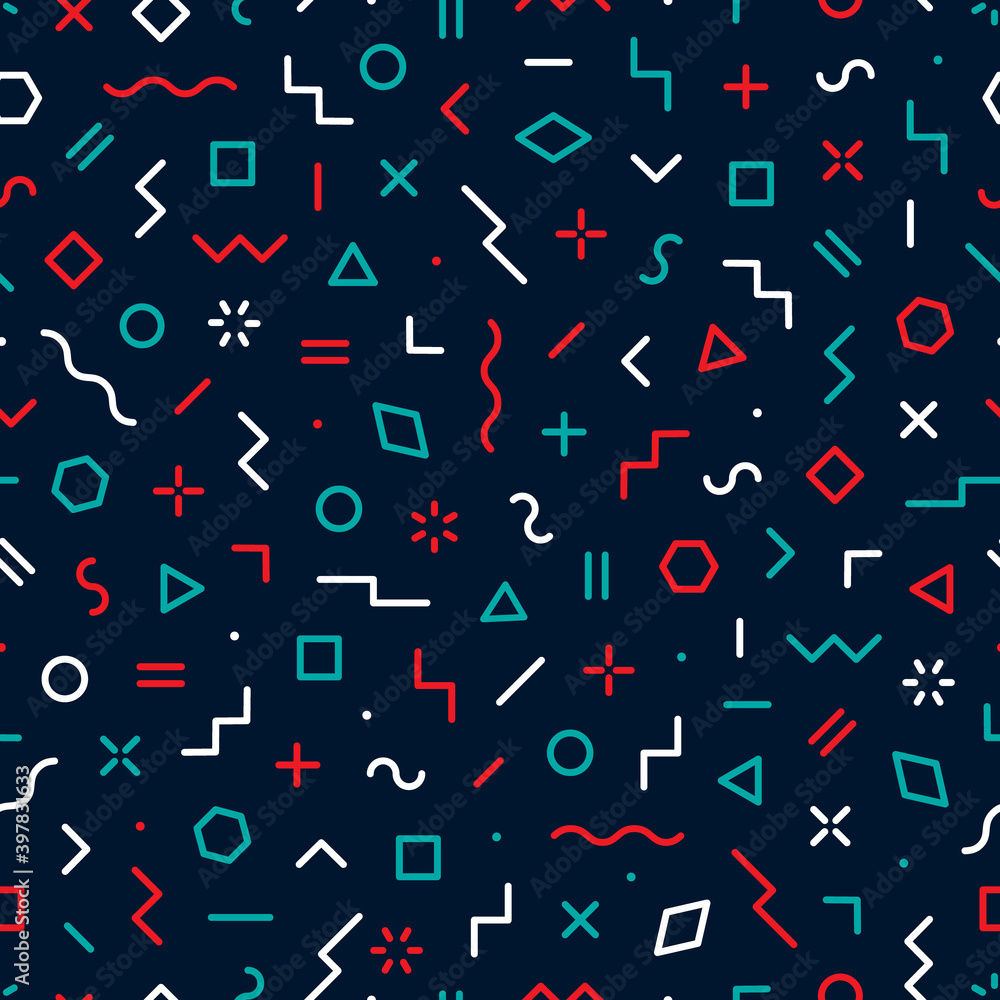 Poster memphis seamless pattern. abstract geometric background. pattern for every day design. modern hipste