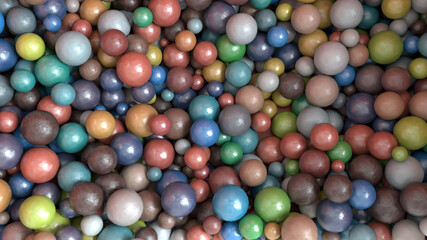 3d render. Assorted colored spheres