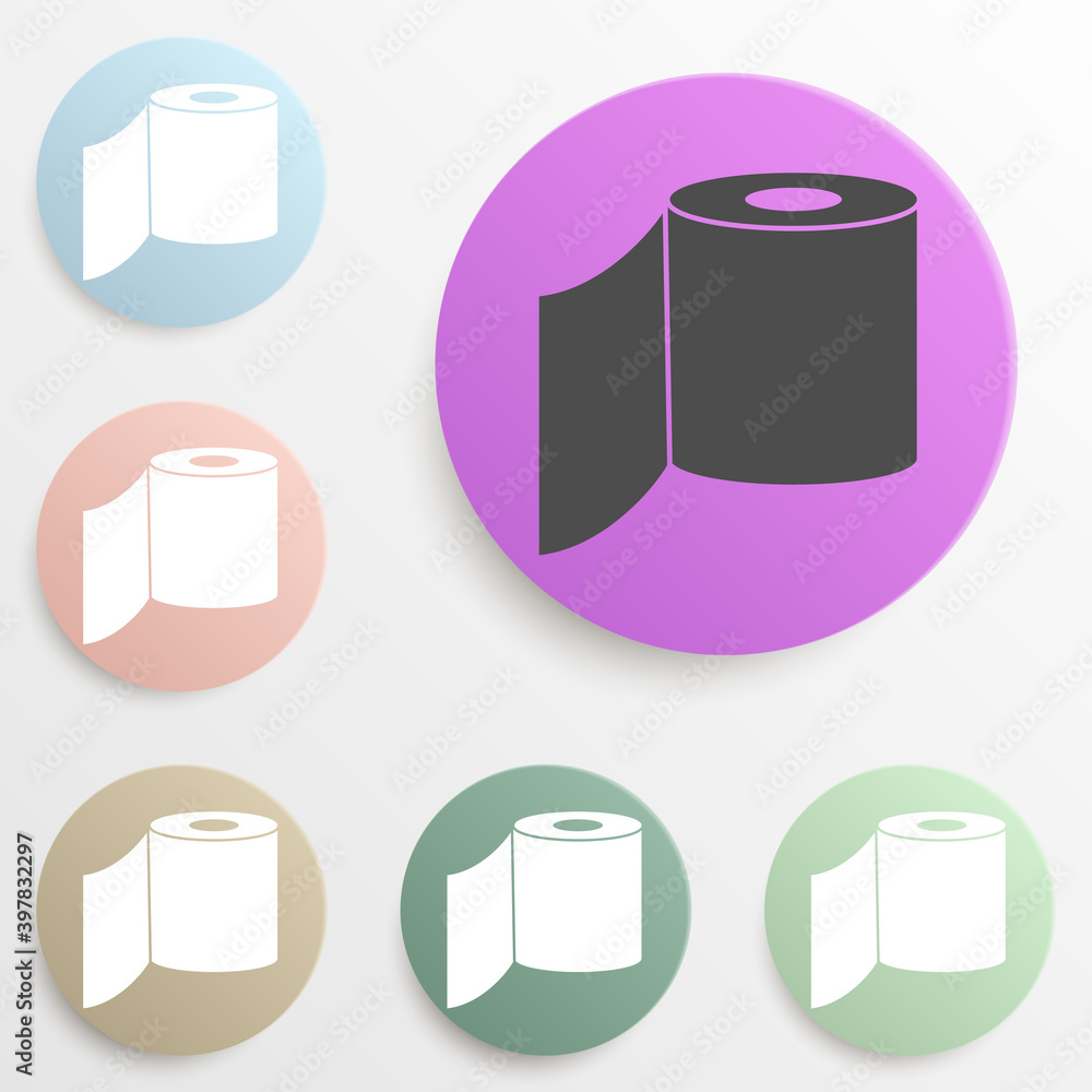 Poster toilet paper badge color set. simple glyph, flat vector of web icons for ui and ux, website or mobil