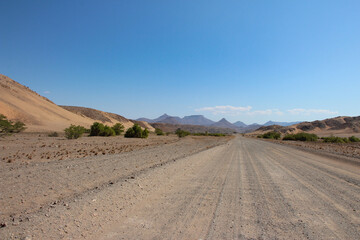 Fototapeta na wymiar road trip Namibia, gorgeous landscapes of the desert in southern Africa