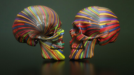 3d render Colored skull illustration