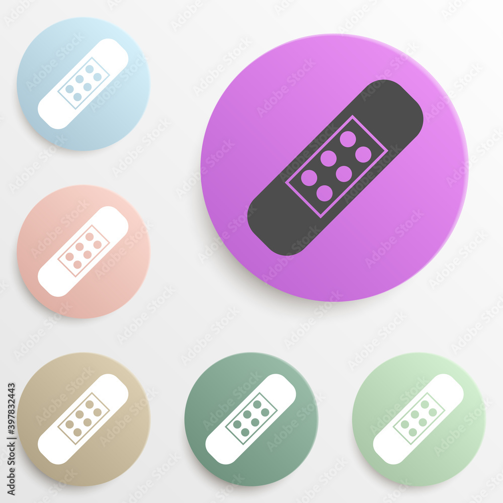 Poster adhesive plaster badge color set. simple glyph, flat vector of web icons for ui and ux, website or m