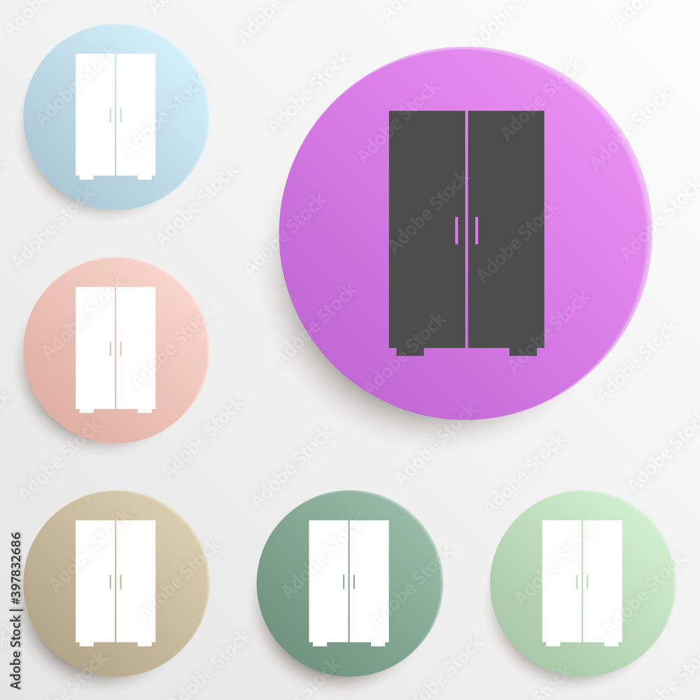 Poster wardrobe badge color set. simple glyph, flat vector of web icons for ui and ux, website or mobile ap
