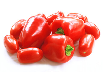Red vegetables on white background