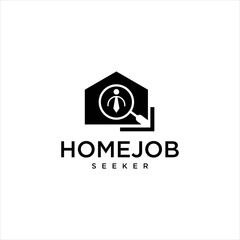 Creative Home Job Search Icon Logo Vector Design Illustration