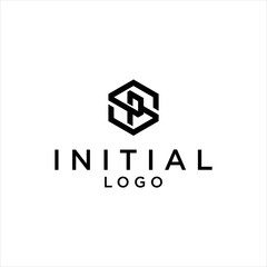 Geometric Initial SP PS Logo Design Vector - obrazy, fototapety, plakaty
