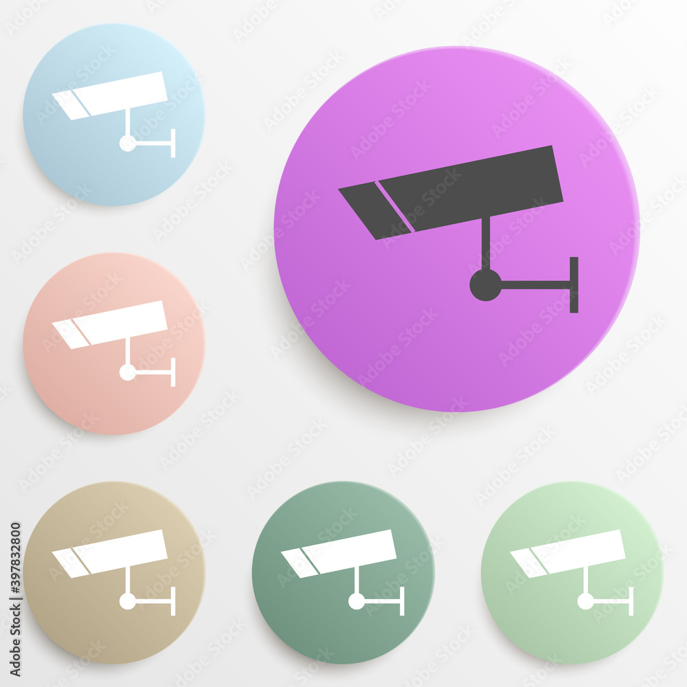 Poster videcam badge color set. simple glyph, flat vector of web icons for ui and ux, website or mobile app