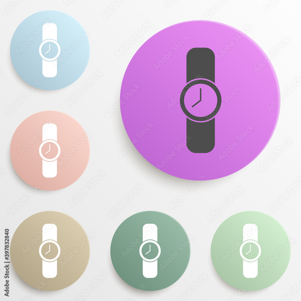 Poster wristwatch badge color set. simple glyph, flat vector of web icons for ui and ux, website or mobile 