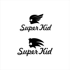 Obraz premium Superhero Comic Logo Design. Cool Character with Power and Fun. Modern Vector Illustration for Kids. Clean, Minimalist Concept with Mask, Cape, and Star.