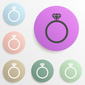 a ring with a diamond badge color set. Simple glyph, flat vector of web icons for ui and ux, website or mobile application
