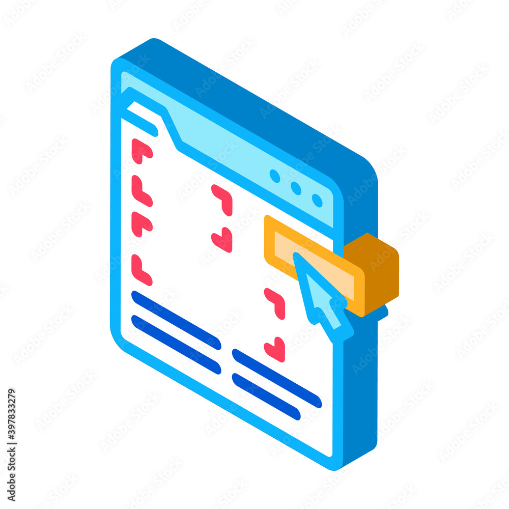 Poster editing web site icon vector. isometric editing web site sign. color isolated symbol illustration