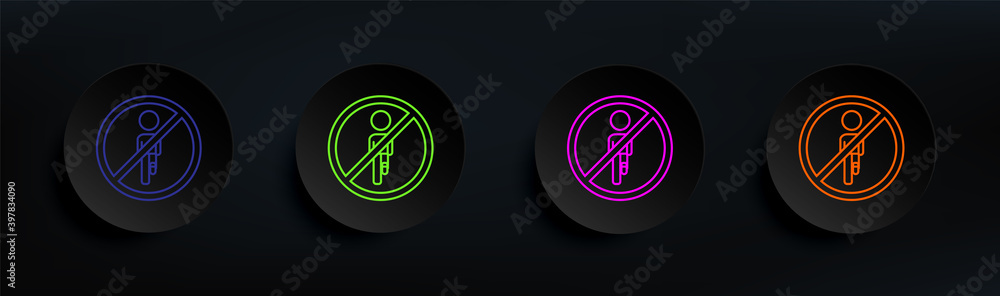 Aufkleber the mark is forbidden to be played dark badge color set. simple thin line, outline vector of educati