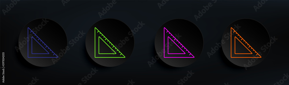 Poster angle ruler dark badge color set. simple thin line, outline vector of education icons for ui and ux,