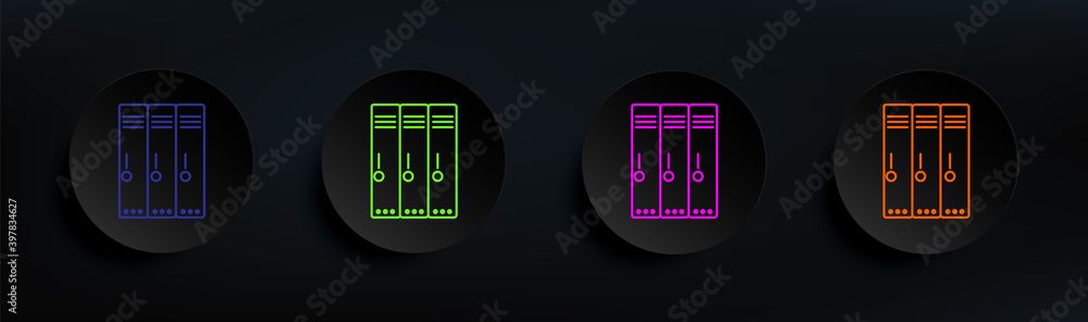 Poster folders for documents dark badge color set. simple thin line, outline vector of education icons for 