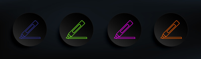 felt-tip pen dark badge color set. Simple thin line, outline vector of education icons for ui and ux, website or mobile application