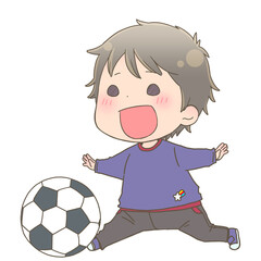 サッカーボールを蹴る男の子