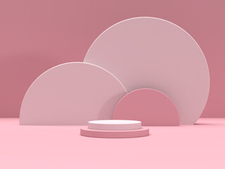 3D abstract render.Mock up Stage or podium Minimalist with empty for awards ceremony use for Recommend products, promote products design on pink pastel background