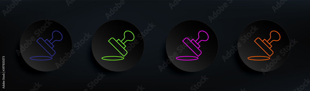 Poster printing for paper dark badge color set. simple thin line, outline vector of education icons for ui 